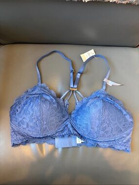 aerie Lace Bralette with Strappy Detail - Blue